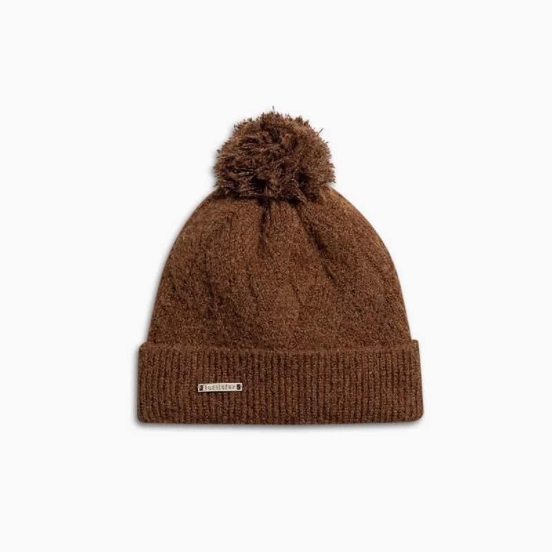 Women's thigh - high socks in a fishnet patternRecycled Victoria Pom Beanie - Brown