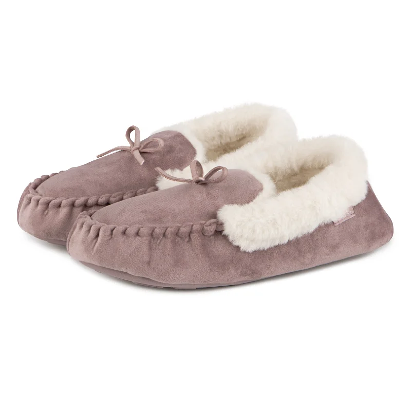 VELOUR MOCCASIN Slippers Womens Mink