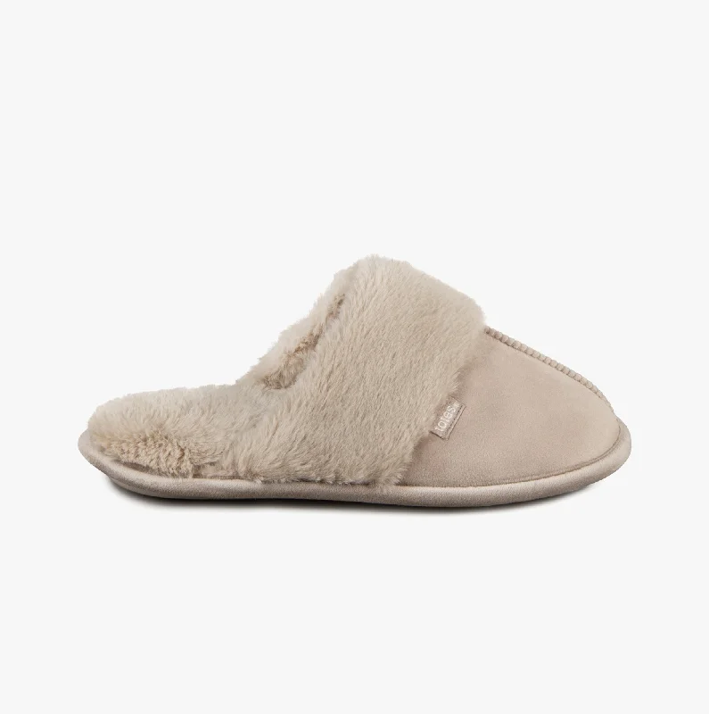 VELOUR MULE Slippers Womens Taupe