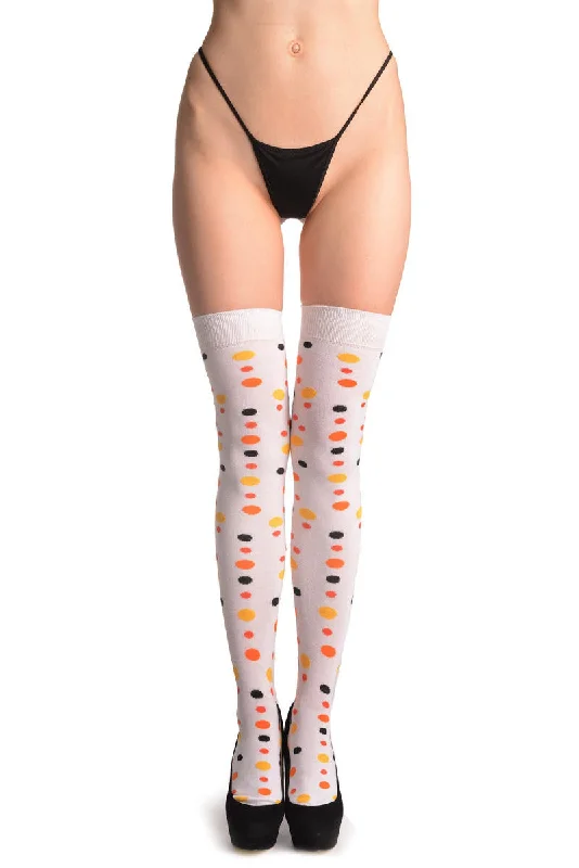 Women's cushioned sole socks for shock absorptionYellow, Orange & Black Dots On White Women's cushioned sole socks for shock absorptionYellow, Orange & Black Dots On White